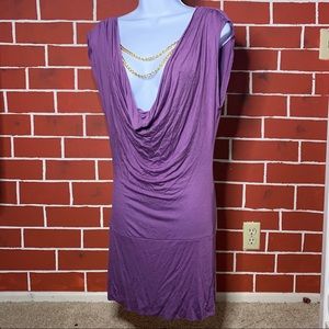 purple flowy dress with gold chain💜